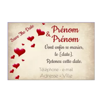 mariage save the date coeur lettre pense-bête rouge 