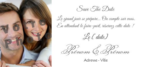 Mariage Save The Date Blanc avec photo à imprimer