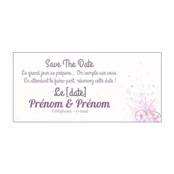 mariage save the date mauve pense-bête rose 