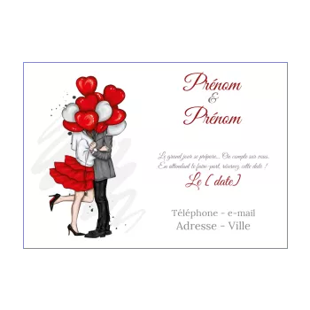mariage save the date coeur ballon elegant femme homme pense-bête 