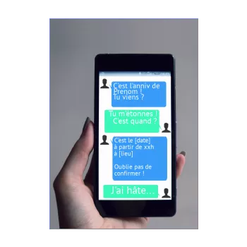 carte invitation anniversaire humour bleu telephone vert 