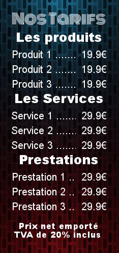 Affiche Liste Prix Bleu Rouge gratuit à imprimer