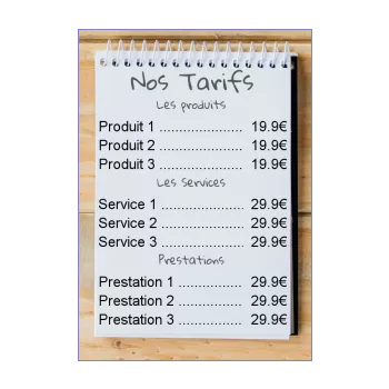 affiche liste prix blanc papier 