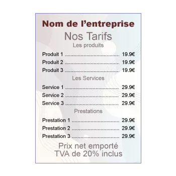 affiche liste pastel prix abstrait bleu gris 