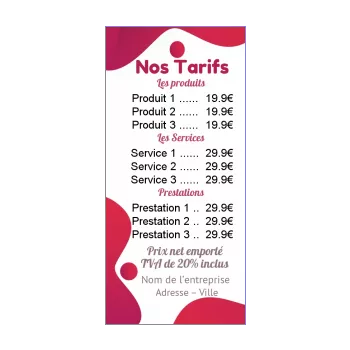 affiche liste prix ballon rouge 