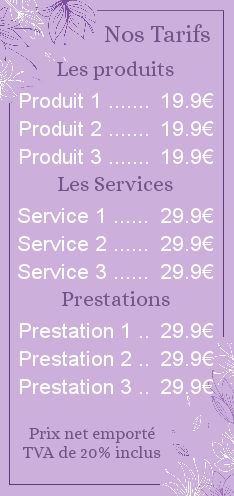 Affiche Spa Liste Prix Mauve Zen Gratuit A Imprimer Carte 3372